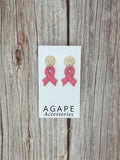Breast Cancer Awareness Ribbon Earrings