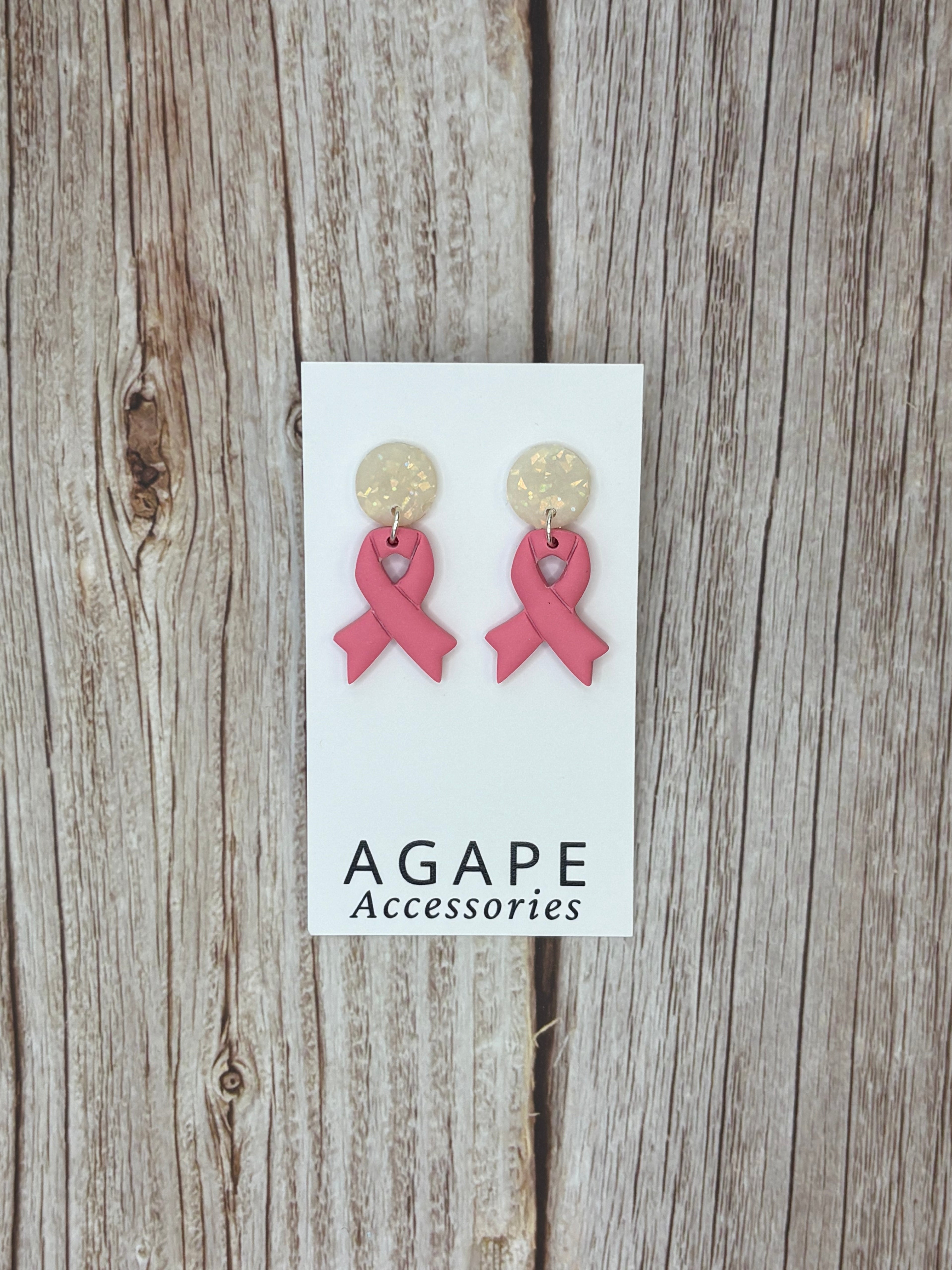 Breast Cancer Awareness Ribbon Earrings