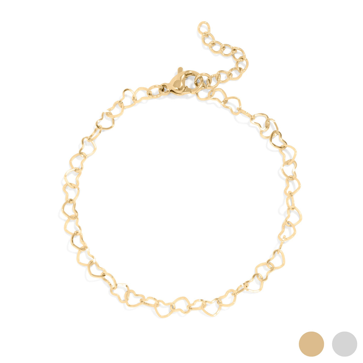 Heart Chain Bracelet - 6.5 inches + 1 inch extender