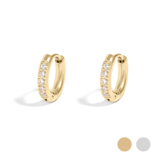 Cubic Zirconia Stone Huggie Earrings