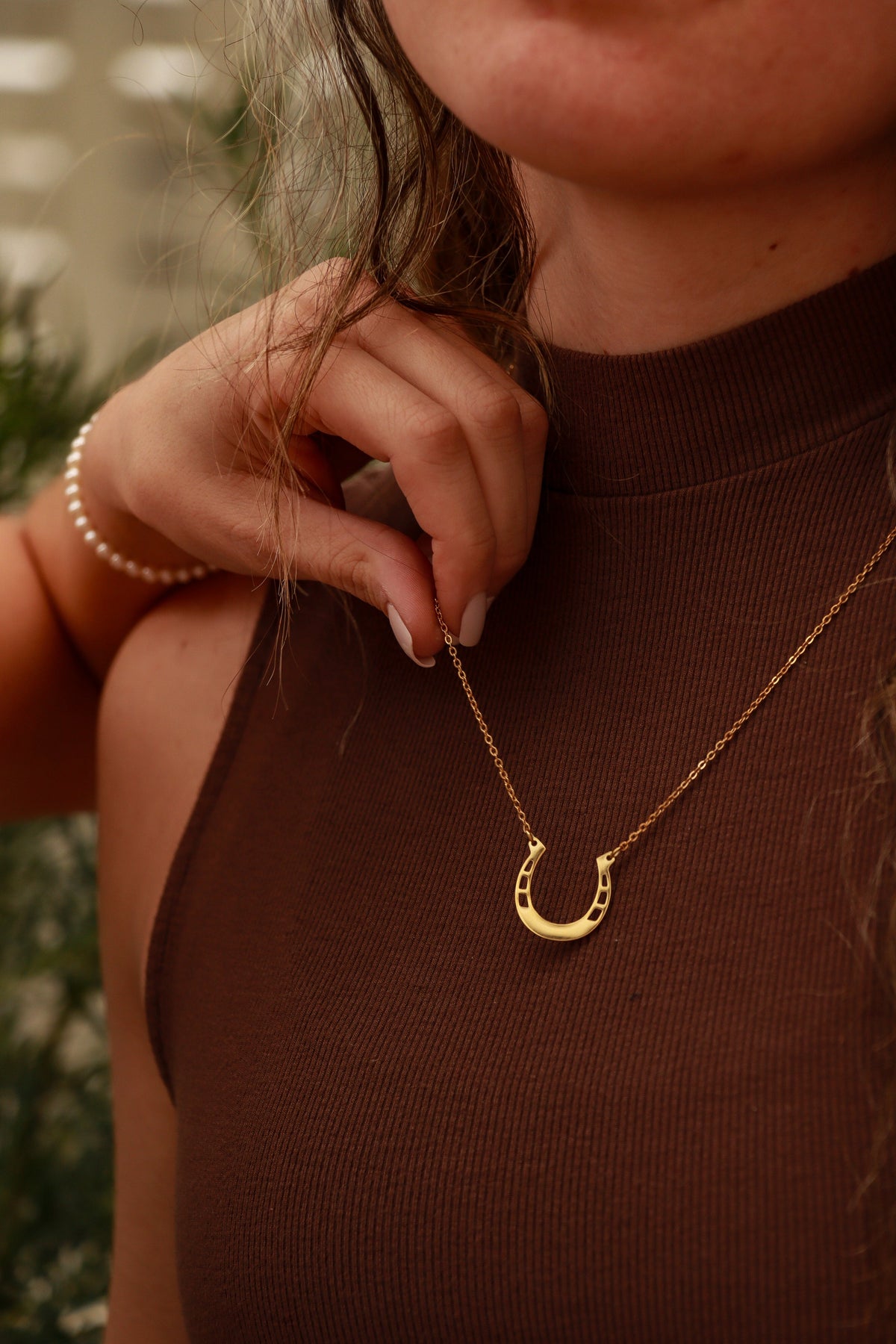 Horseshoe Necklace - Stainless Steel - 18 inches Long