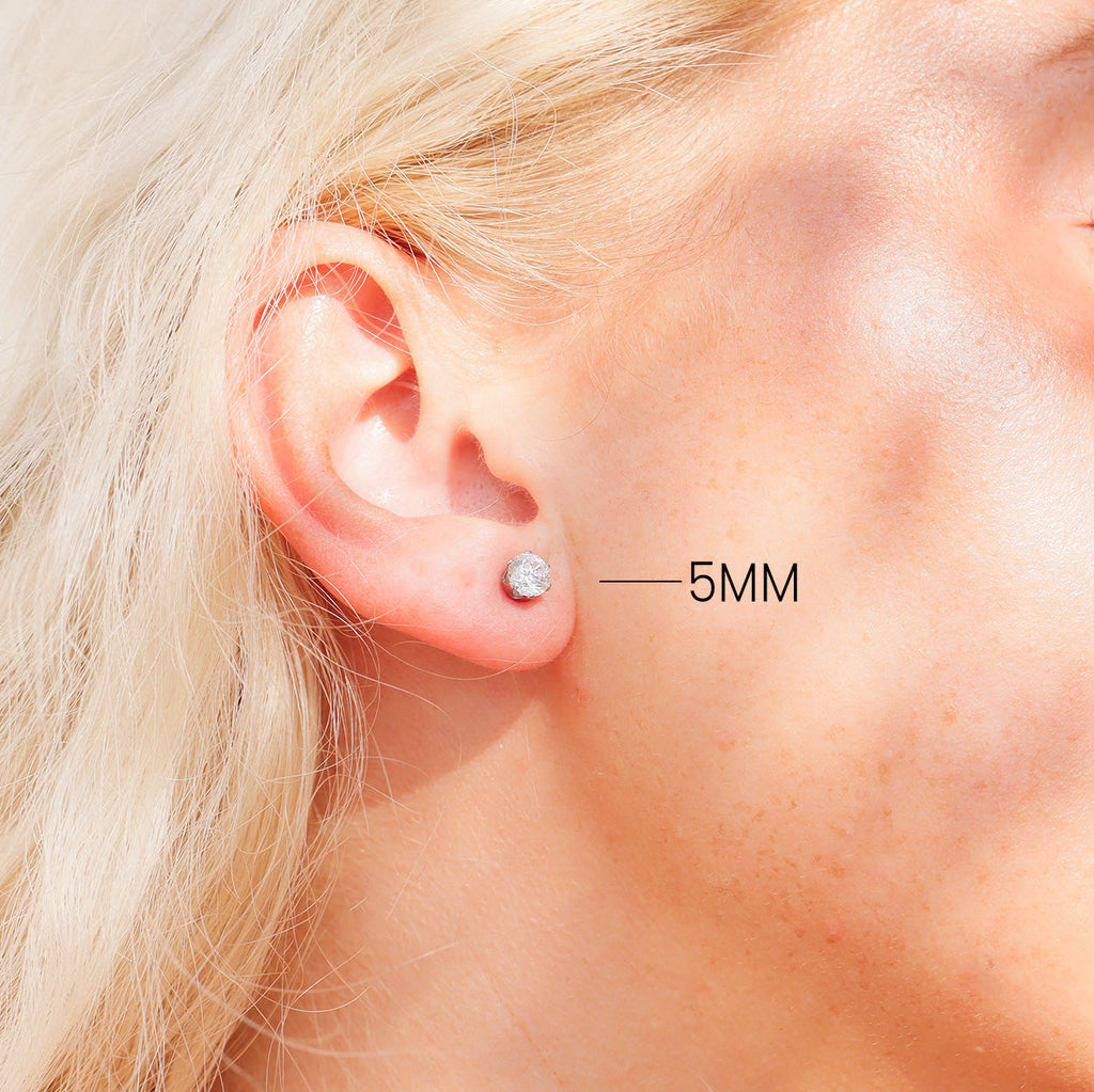 Cubic Zirconia Stud Earrings - 5mm