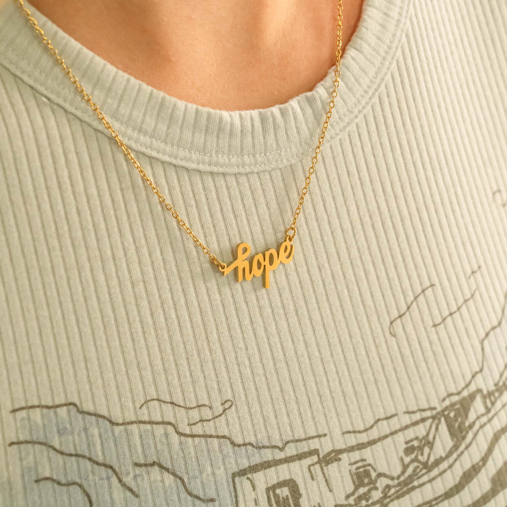Hope Necklace - 18k Gold-Plated Stainless Steel - 18 inches long + 2 inch extender