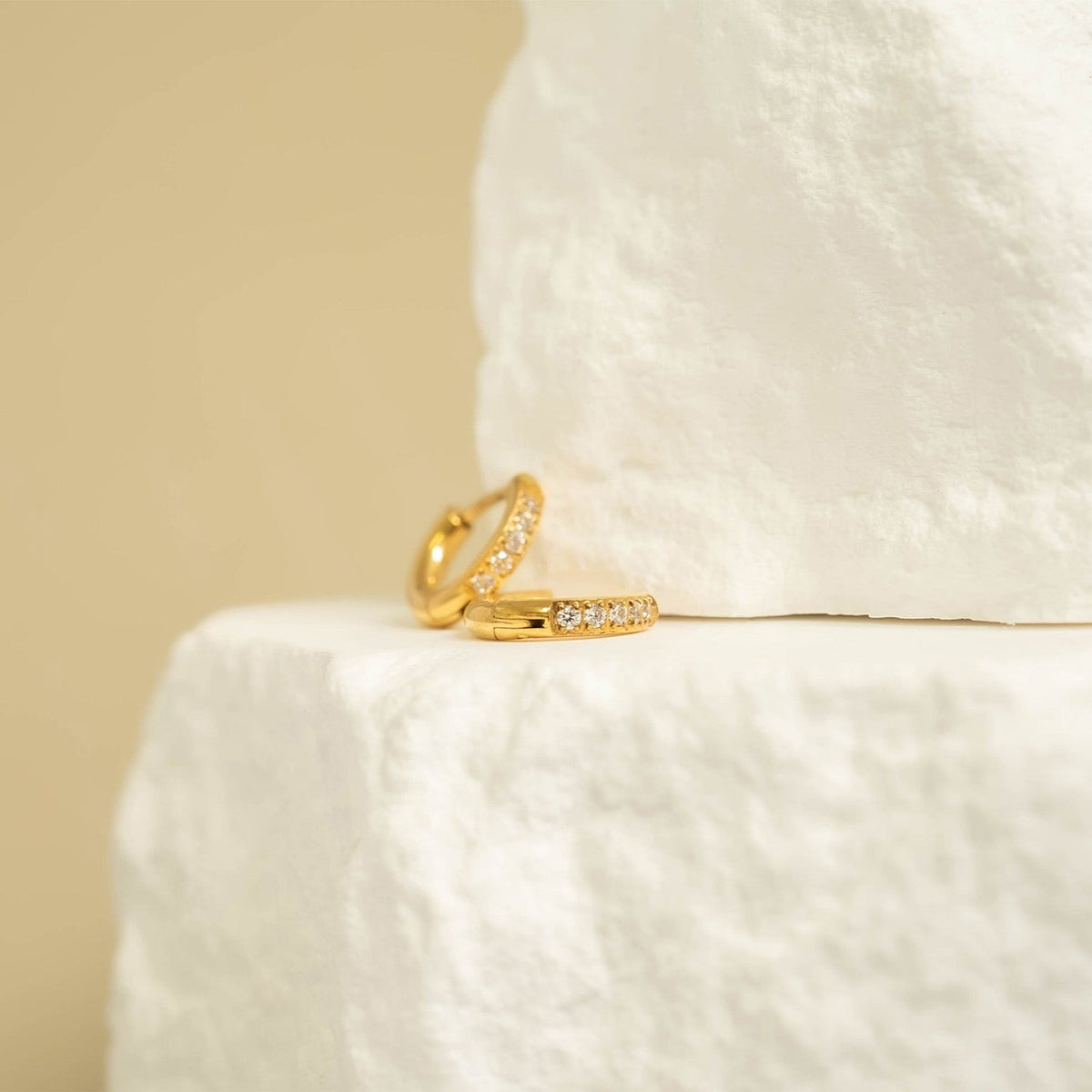 Cubic Zirconia Stone Huggie Earrings