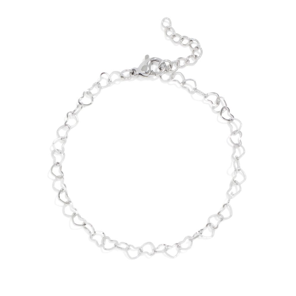 Heart Chain Bracelet - 6.5 inches + 1 inch extender