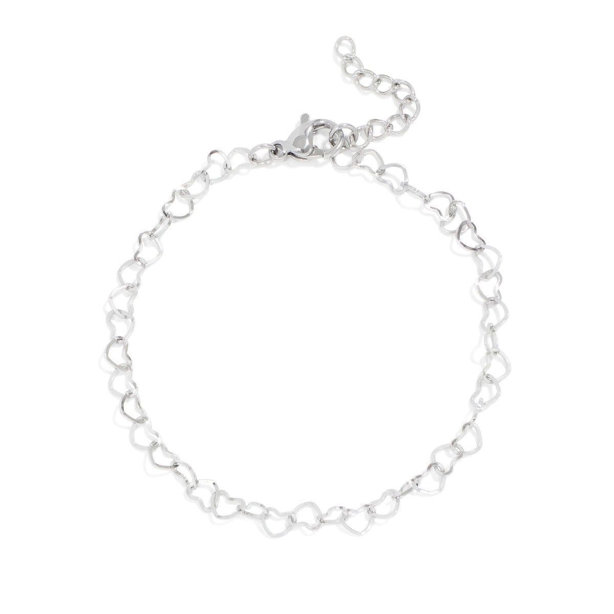 Heart Chain Bracelet - 6.5 inches + 1 inch extender