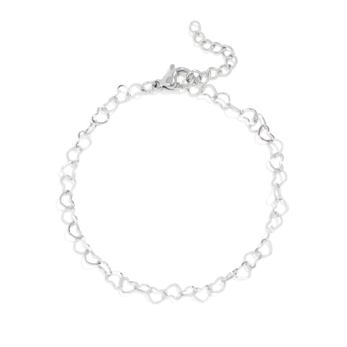 Heart Chain Bracelet - 6.5 inches + 1 inch extender