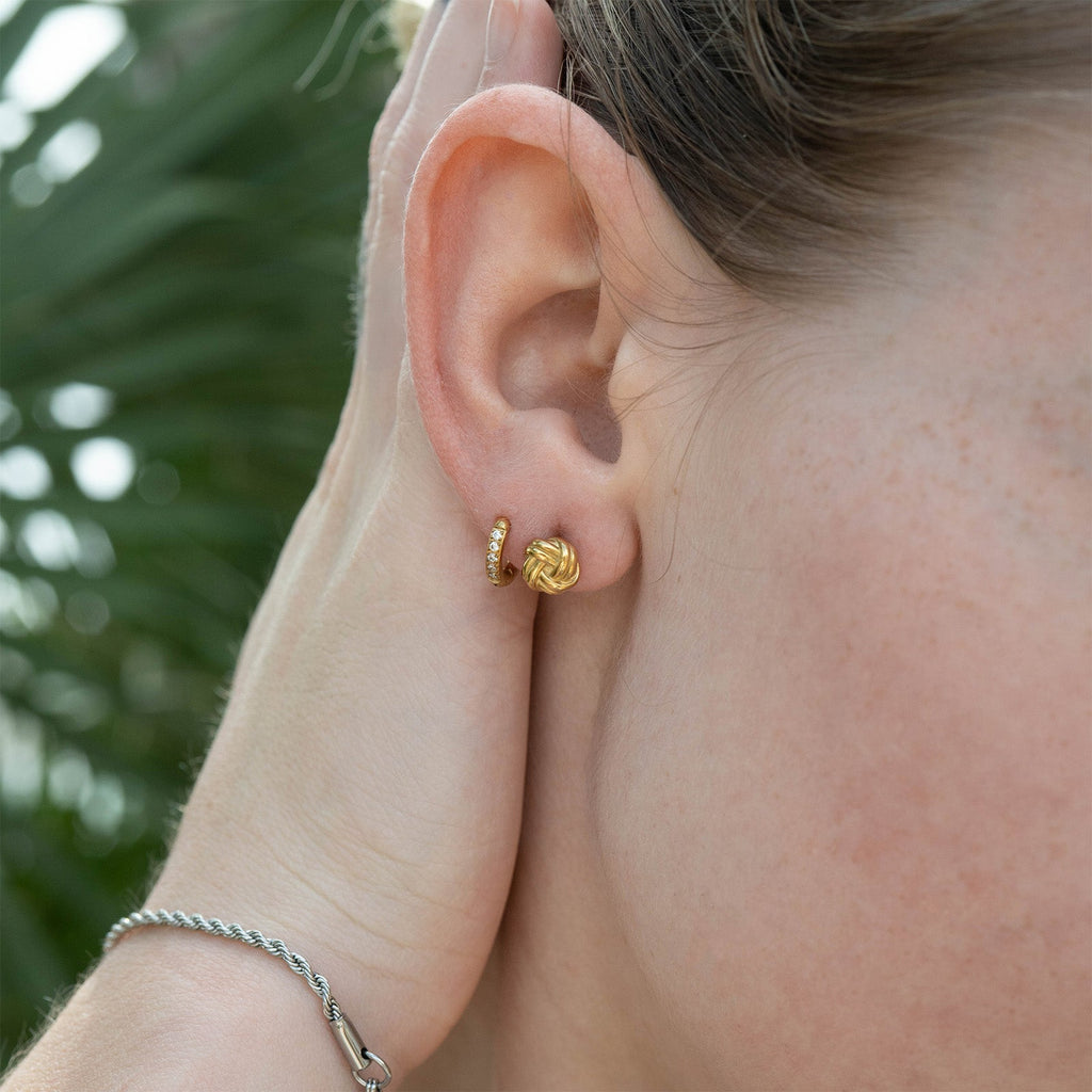 Cubic Zirconia Stone Huggie Earrings